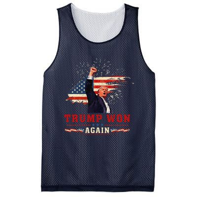 Trump Won Again 2024 Election President 47 Th American Flag Mesh Reversible Basketball Jersey Tank