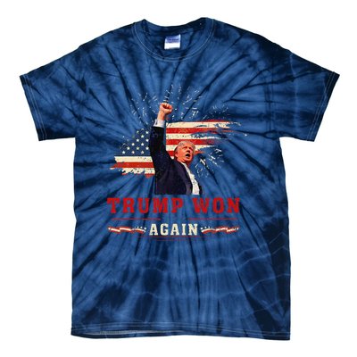 Trump Won Again 2024 Election President 47 Th American Flag Tie-Dye T-Shirt