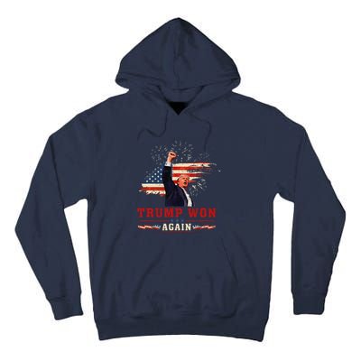 Trump Won Again 2024 Election President 47 Th American Flag Tall Hoodie