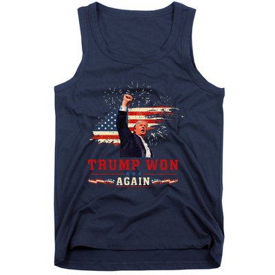 Trump Won Again 2024 Election President 47 Th American Flag Tank Top