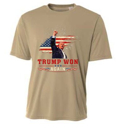 Trump Won Again 2024 Election President 47 Th American Flag Cooling Performance Crew T-Shirt