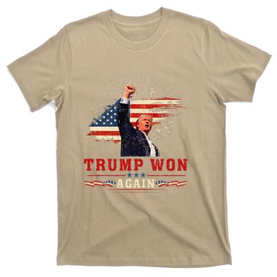 Trump Won Again 2024 Election President 47 Th American Flag T-Shirt