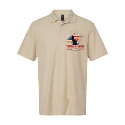 Trump Won Again 2024 Election President 47 Th American Flag Softstyle Adult Sport Polo