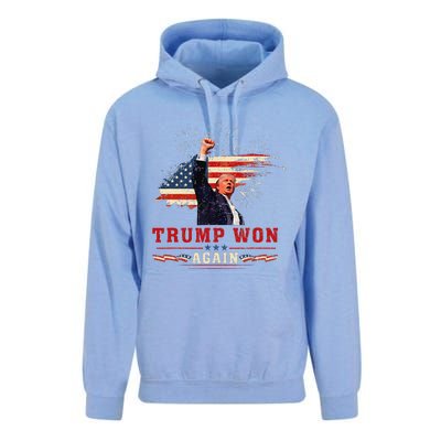 Trump Won Again 2024 Election President 47 Th American Flag Unisex Surf Hoodie