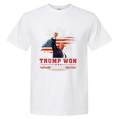 Trump Won Again 2024 Election President 47 Th American Flag Garment-Dyed Heavyweight T-Shirt