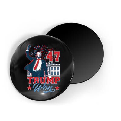 Trump Won Again 2024 Election President 47 Th American Flag Magnet