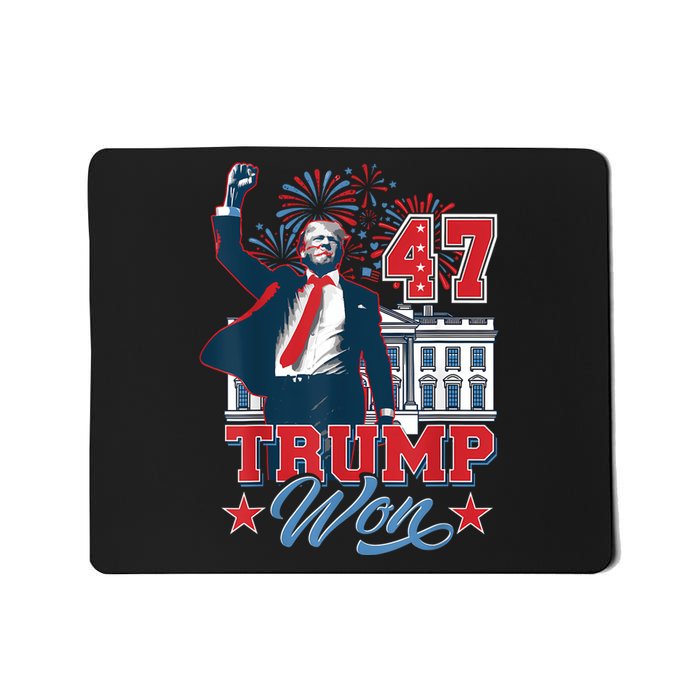 Trump Won Again 2024 Election President 47 Th American Flag Mousepad