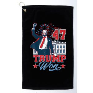 Trump Won Again 2024 Election President 47 Th American Flag Platinum Collection Golf Towel