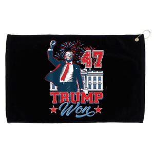 Trump Won Again 2024 Election President 47 Th American Flag Grommeted Golf Towel