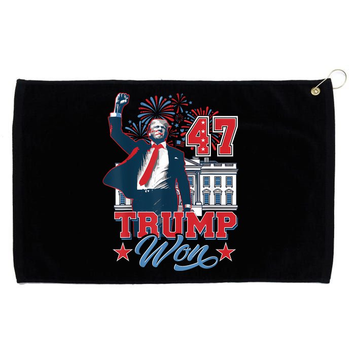 Trump Won Again 2024 Election President 47 Th American Flag Grommeted Golf Towel