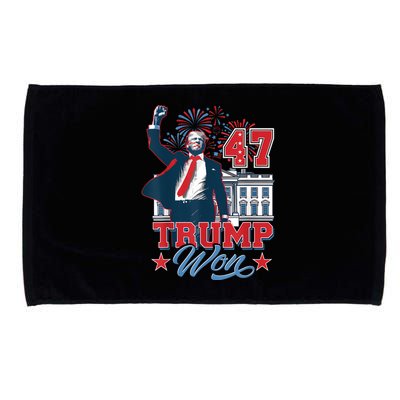 Trump Won Again 2024 Election President 47 Th American Flag Microfiber Hand Towel