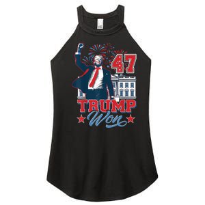 Trump Won Again 2024 Election President 47 Th American Flag Women's Perfect Tri Rocker Tank