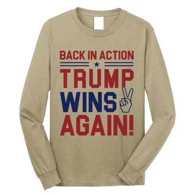 Trump Wins Again 2024 Back In Action Trump Wins Again Long Sleeve Shirt