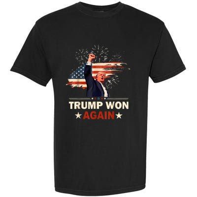 Trump Won Again 2024 Election President 47 Th American Flag Garment-Dyed Heavyweight T-Shirt