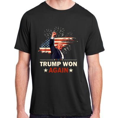 Trump Won Again 2024 Election President 47 Th American Flag Adult ChromaSoft Performance T-Shirt