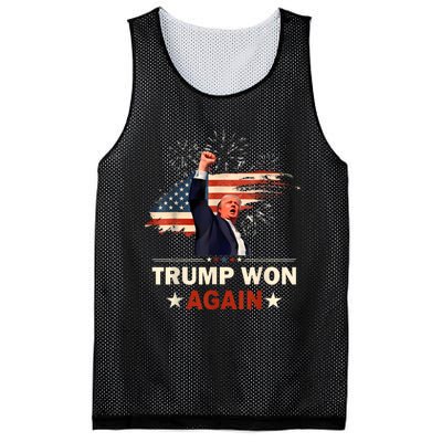 Trump Won Again 2024 Election President 47 Th American Flag Mesh Reversible Basketball Jersey Tank