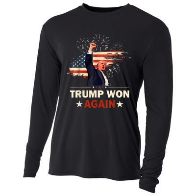 Trump Won Again 2024 Election President 47 Th American Flag Cooling Performance Long Sleeve Crew