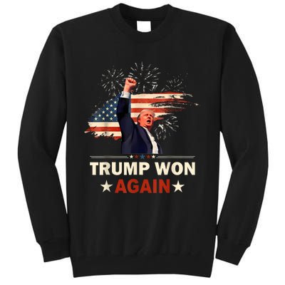 Trump Won Again 2024 Election President 47 Th American Flag Tall Sweatshirt