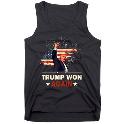 Trump Won Again 2024 Election President 47 Th American Flag Tank Top