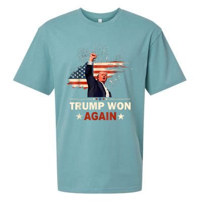 Trump Won Again 2024 Election President 47 Th American Flag Sueded Cloud Jersey T-Shirt