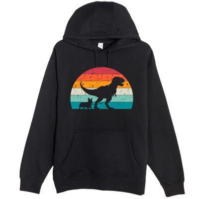 Trex Walking A Dog Funny Pembroke Welsh Corgi Lover Dog Dad Gift Premium Pullover Hoodie