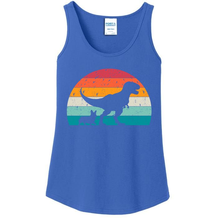 Trex Walking A Dog Funny Pembroke Welsh Corgi Lover Dog Dad Gift Ladies Essential Tank