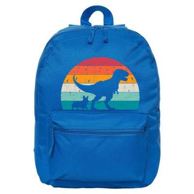 Trex Walking A Dog Funny Pembroke Welsh Corgi Lover Dog Dad Gift 16 in Basic Backpack