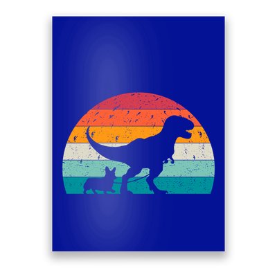 Trex Walking A Dog Funny Pembroke Welsh Corgi Lover Dog Dad Gift Poster