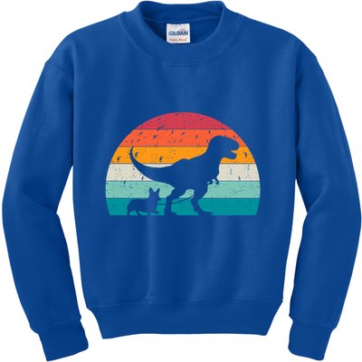 Trex Walking A Dog Funny Pembroke Welsh Corgi Lover Dog Dad Gift Kids Sweatshirt