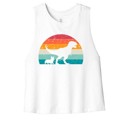 Trex Walking A Dog Funny Pembroke Welsh Corgi Lover Dog Dad Gift Women's Racerback Cropped Tank