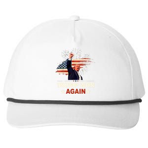 Trump Won Again 2024 Election President 47 Th American Flag Snapback Five-Panel Rope Hat