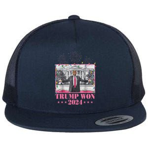 Trump Won Again 2024 Election President 47 Th Flat Bill Trucker Hat