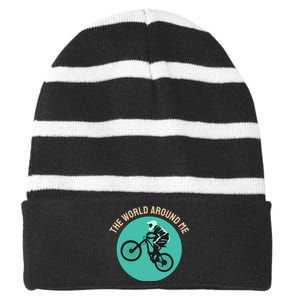 The World Around Me Striped Beanie with Solid Band