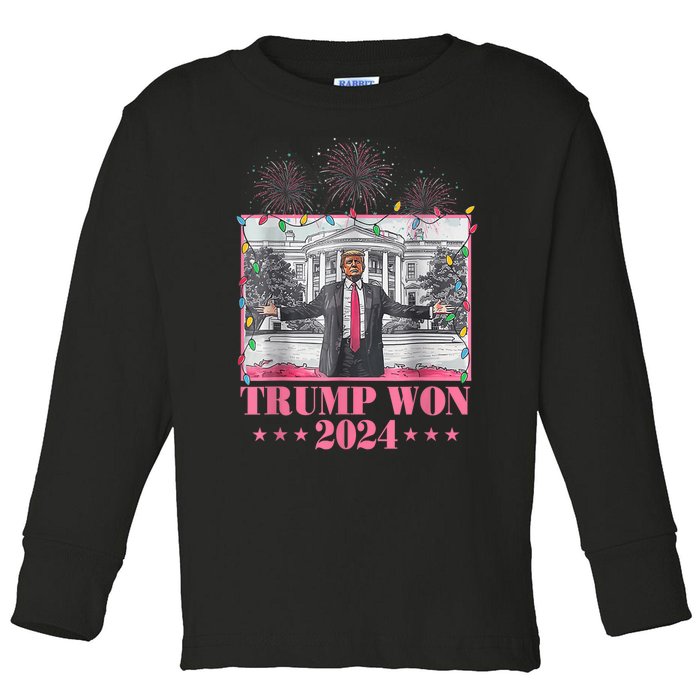 Trump Won Again 2024 Election President 47 Th Toddler Long Sleeve Shirt