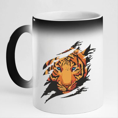 Tiger Wild Animal Ripped 11oz Black Color Changing Mug