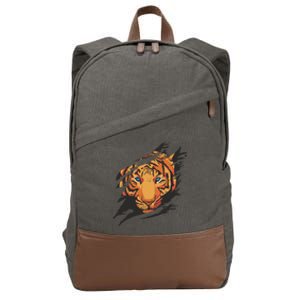 Tiger Wild Animal Ripped Cotton Canvas Backpack