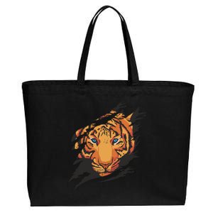 Tiger Wild Animal Ripped Cotton Canvas Jumbo Tote