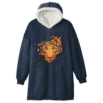 Tiger Wild Animal Ripped Hooded Wearable Blanket