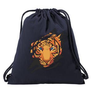 Tiger Wild Animal Ripped Drawstring Bag