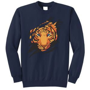 Tiger Wild Animal Ripped Tall Sweatshirt