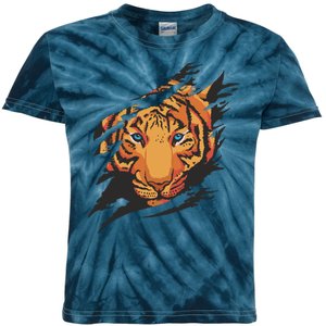 Tiger Wild Animal Ripped Kids Tie-Dye T-Shirt