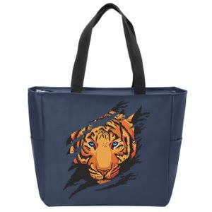 Tiger Wild Animal Ripped Zip Tote Bag