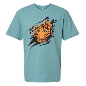 Tiger Wild Animal Ripped Sueded Cloud Jersey T-Shirt