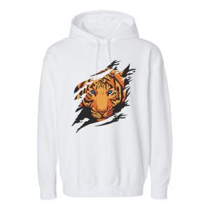 Tiger Wild Animal Ripped Garment-Dyed Fleece Hoodie