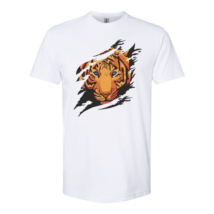 Tiger Wild Animal Ripped Softstyle CVC T-Shirt