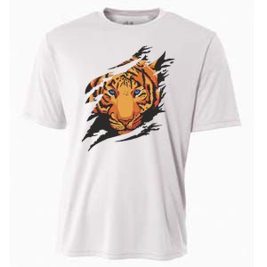 Tiger Wild Animal Ripped Cooling Performance Crew T-Shirt