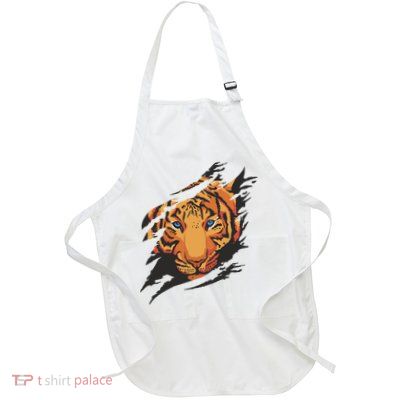 Tiger Wild Animal Ripped Full-Length Apron With Pockets