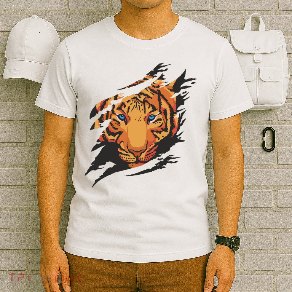 Tiger Wild Animal Ripped T-Shirt