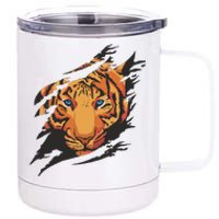 Tiger Wild Animal Ripped 12 oz Stainless Steel Tumbler Cup