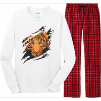 Tiger Wild Animal Ripped Long Sleeve Pajama Set